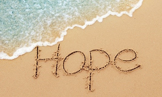 Hope written in sand